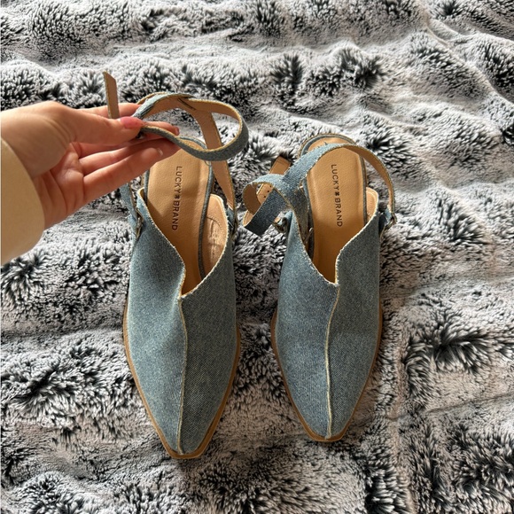 Lucky Brand Blue Mules with Wooden Heel - Picture 2 of 2